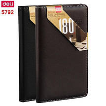 Візитниця чорна Deli 5792, на 180 візиток, 11*19см, Кейс для візиток еко-шкіра, Органайзер для кредитних карток, фото 2