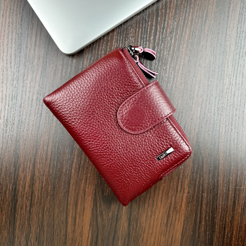 Жіночий гаманець із натуральної шкіри Cardinal шкіряний гаманець на магніті бордовий