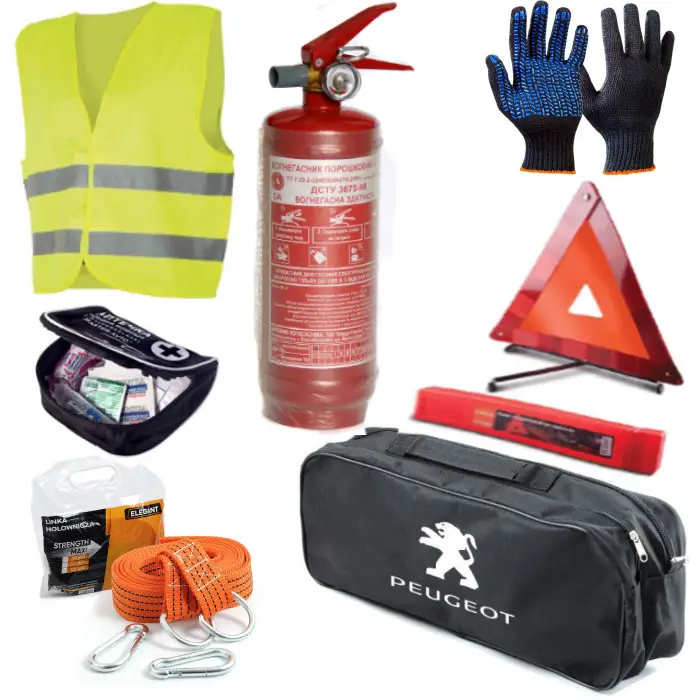 Набір автомобіліста техпоміщі для Peugeot з логотипом марки авто, фото 1