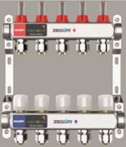 Колекторний блок із витратомірами ZEGOR QS-1853 п'ять виходів з нержавіючої сталі, фото 1
