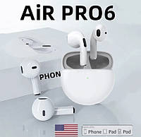 Беспроводные наушники PRO 6 блютус с микрофоном в кейсе TWS Air Pro 6