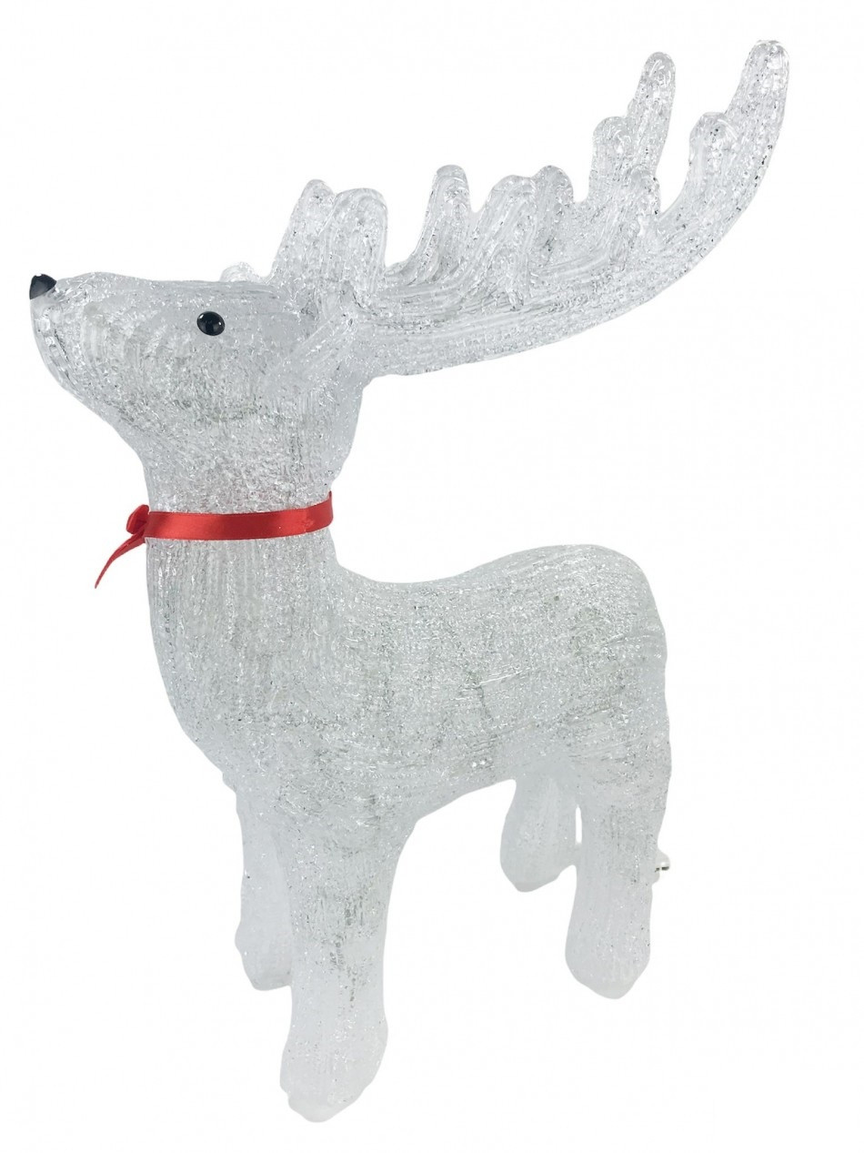 Світний декор "Олень у червоному нашийнику" M декор на Новий рік і Різдво