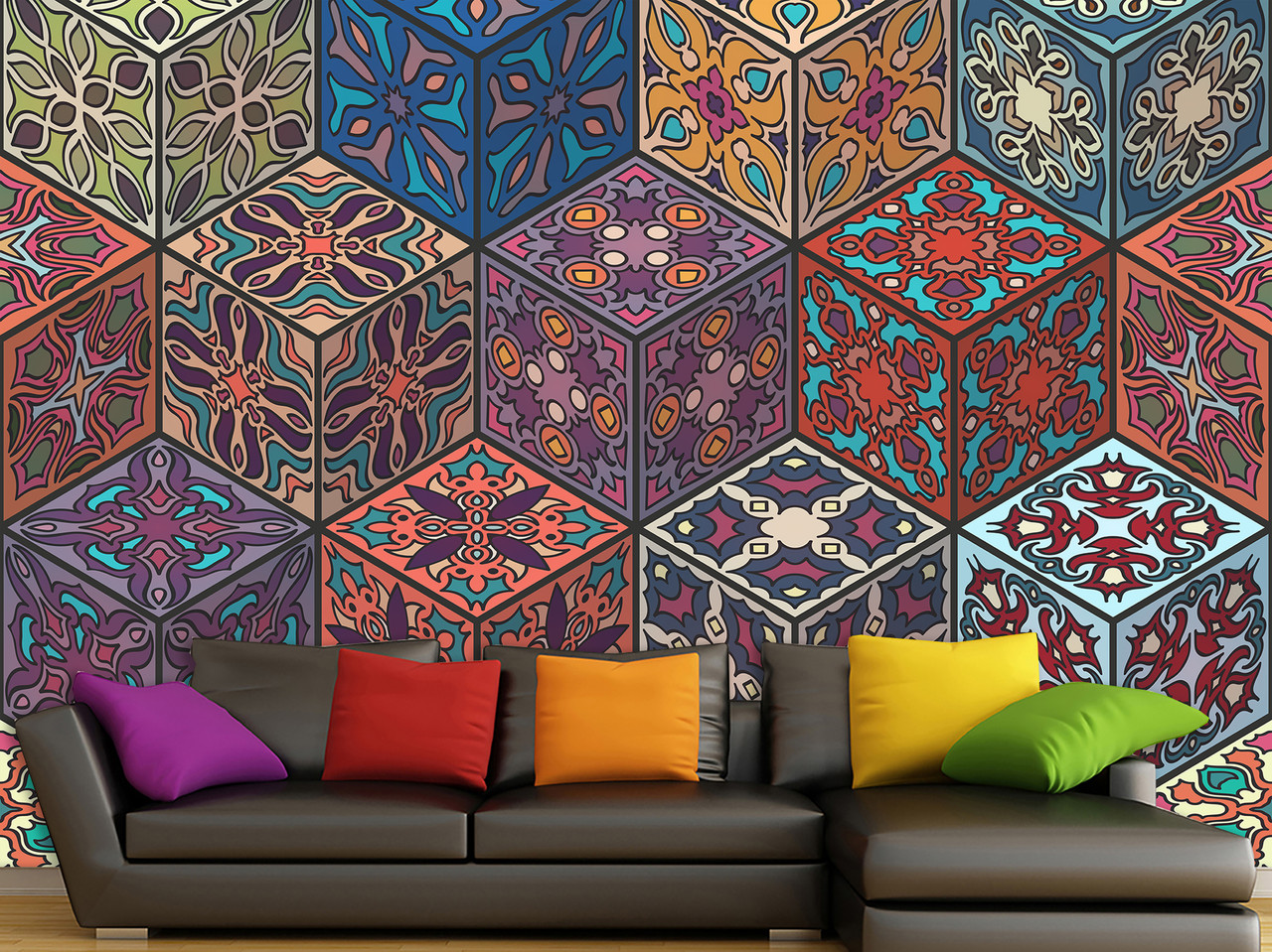 3d шпалери в спальню флізелінові "Куби", готові фотошпалери для дому, фото 1