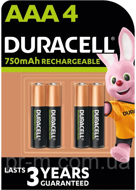 Батарейка аккумулятор DURACELL HR3 750mAh (ціна за 4шт/бл), фото 1