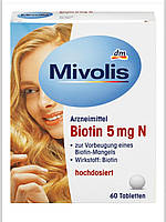 Для здоров'я нігтів та росту волосся Mivolis Biotin 5 mg N Tabletten, 60 St