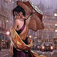 Набор алмазной вышивки (мозаики) "Девушка под зонтом". Художник Mark Spain