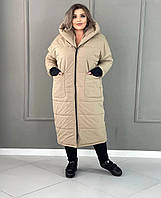 Женская зимняя куртка пальто с капюшоном Ткань плащевка + силикон 200 Размеры 50-52, 54-56, 58-60