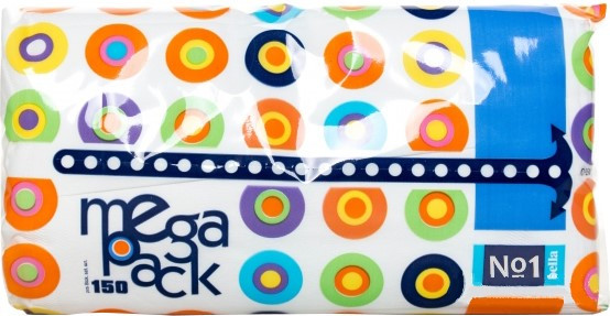 Хустки паперові Bella Mega Pack Двошарові (150 шт)