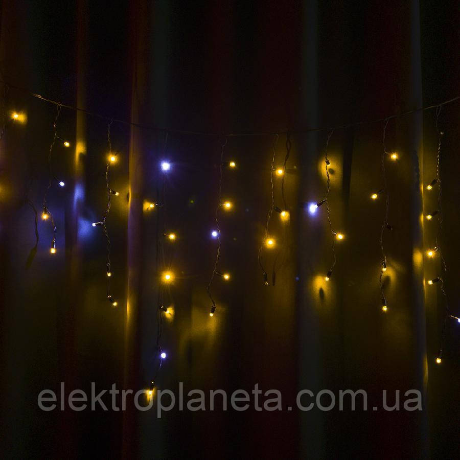 Гірлянда вулична STARLIGHT бахрома жовтий/білий Flash 75LED IP44 чорний 2x0.7м