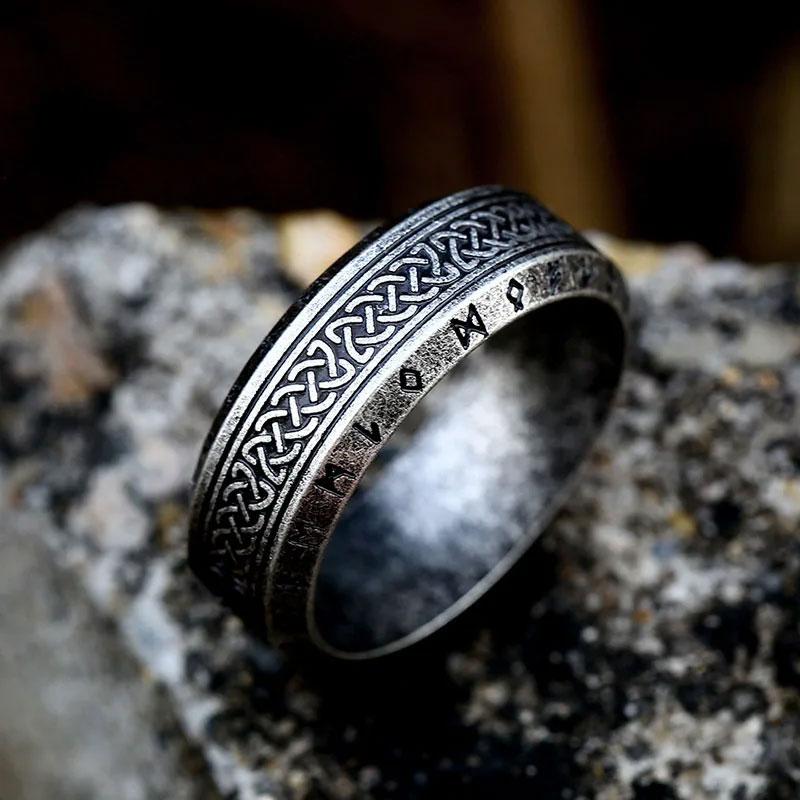 Кільце печатка перстень чоловіче сталеве MIDGARD 19 з медичної нержавіючої сталі з Рунами
