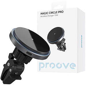 Автотримач з бездротовою зарядкою Proove Magic Circle Pro Wireless Charger 15W Black | MagSafe Charger