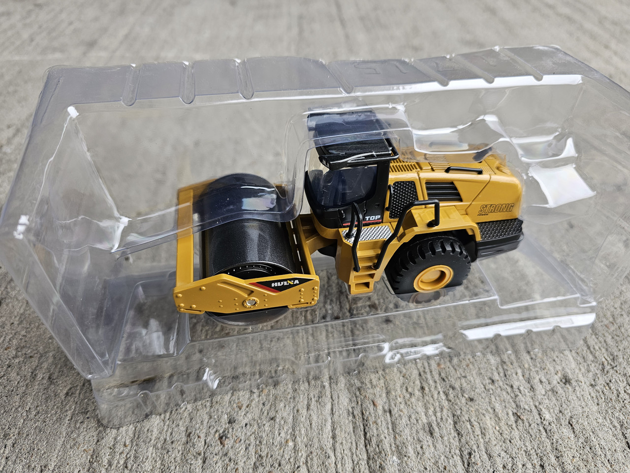 Металева модель Дорожній Коток - асфальтоукладач Huina Toys М1:60 || Іграшкова будівельна техніка