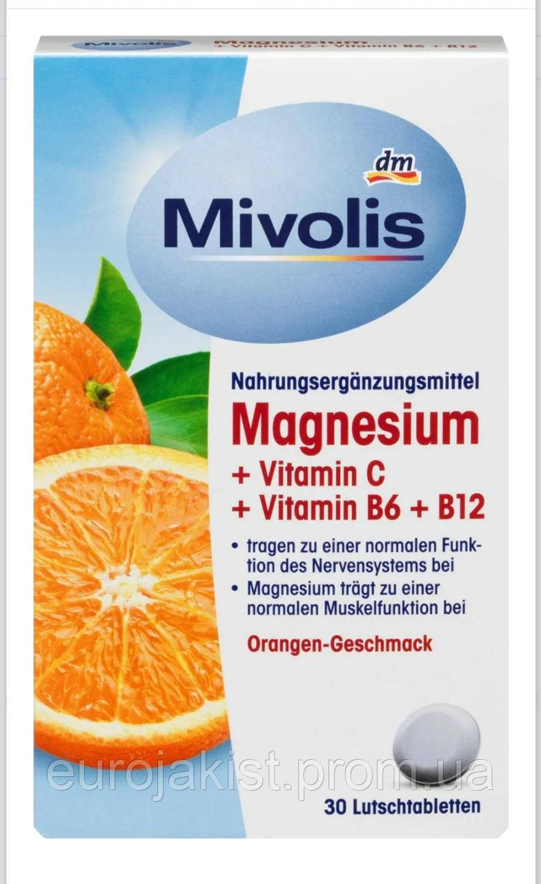 Вітаміни Mivolis Magnesium + Vitamin C + Vitamin B6 + B12 Lutschtabletten, 30 St - фото 1 - id-p2027248860