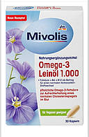 Омега-3 лляне масло капсули Mivolis Omega-3 Leinöl 1000 Kapseln, 30 St