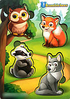 Дерев'яні вкладачі, рамка-вкладач, "Лісові тварини 2", фон із підказкою.
