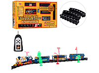 Детская игрушечная музыкальная железная дорога на радиоуправлении с поездом и вагонами Play Smart на пульте