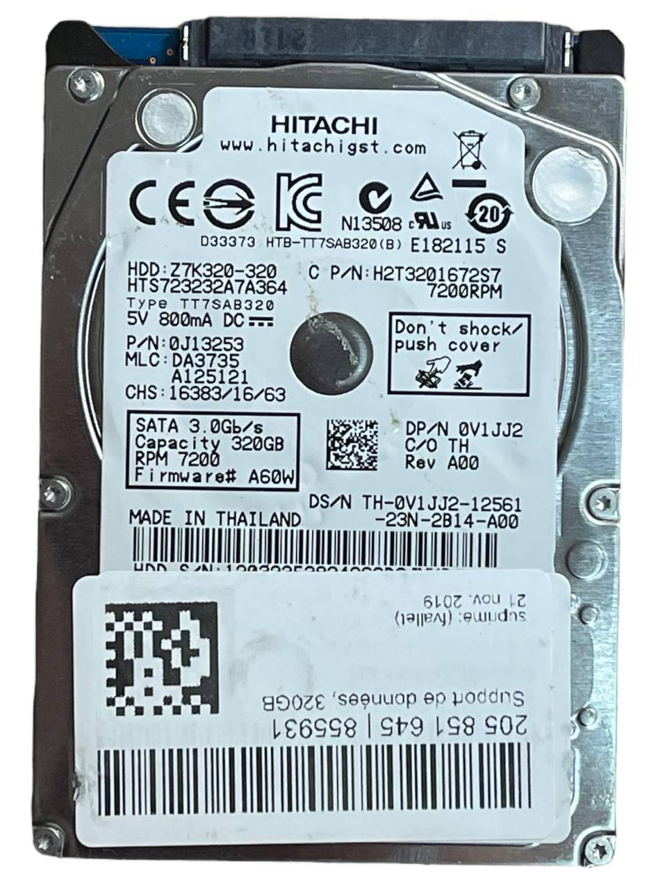 Жорсткий диск 2.5" 320GB Hitachi | Z7K320-320 | 7200 об/хв | 16 MB | SATA II Б/В