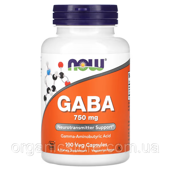 ГАМК з вітаміном B6, Gaba Now Foods, 750 мг, 100 вегетаріанських капсул