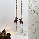 Срібні сережки протяжки позолочені з сіговиками Сережки протяжки зі срібла жіночі, фото 2
