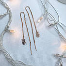 Срібні сережки протяжки позолочені з сіговиками Сережки протяжки зі срібла жіночі, фото 3