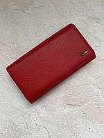 Женский кожаный кошелек Cardinal портмоне клатч из натуральной кожи с визитницей красный