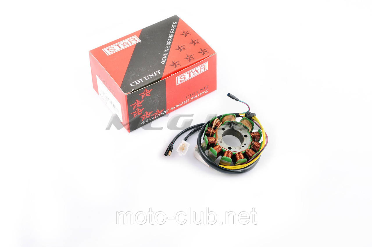 Статор генератора на мотоцикл із двигуном 4T CB/CG 125/150 (9+2 котушок) "STAR", фото 1