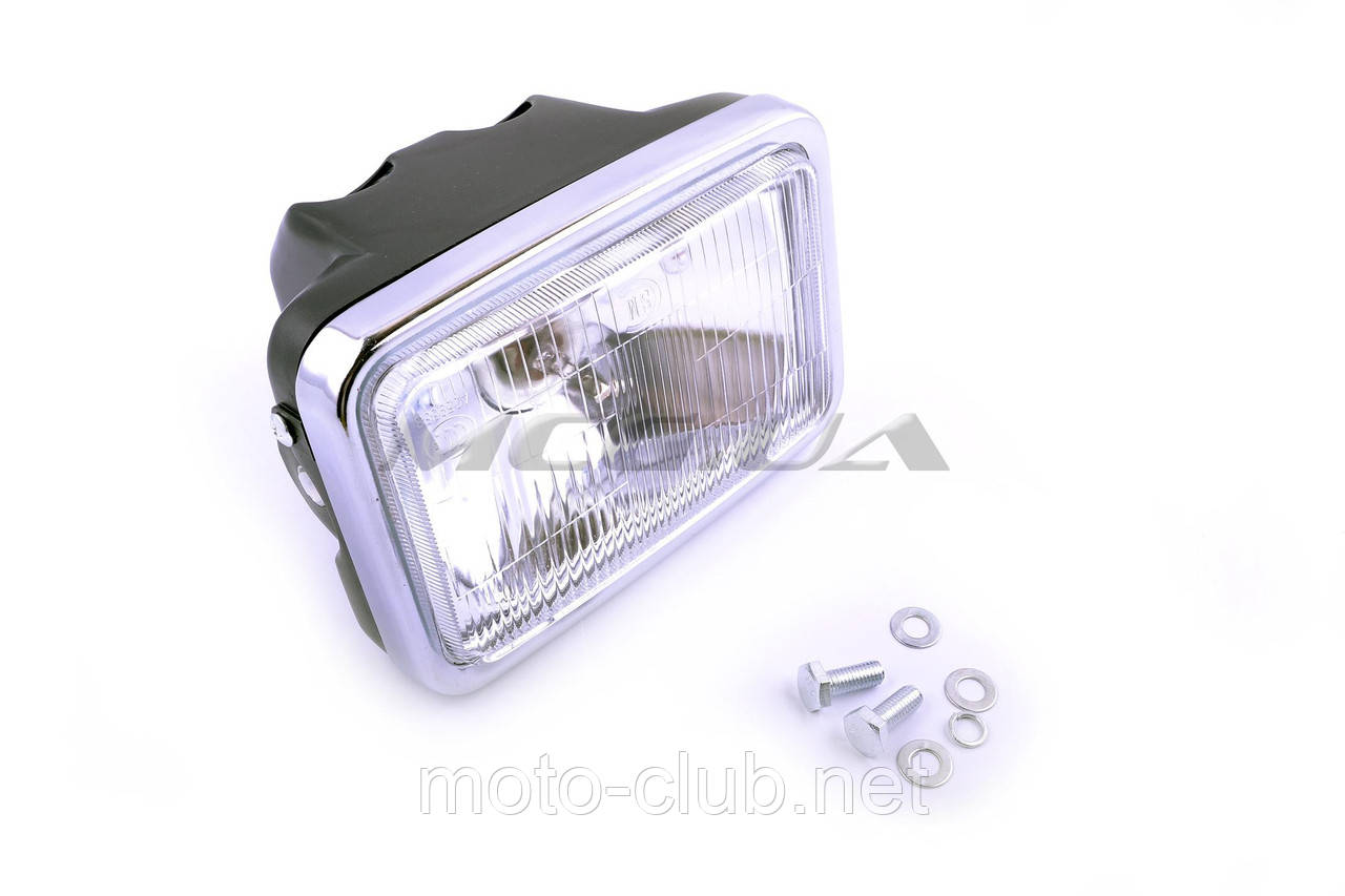 Фара (в зборі) на мотоцикл з двигуном 4T CB125, CG125 (квадратна) "EVO" (біла)