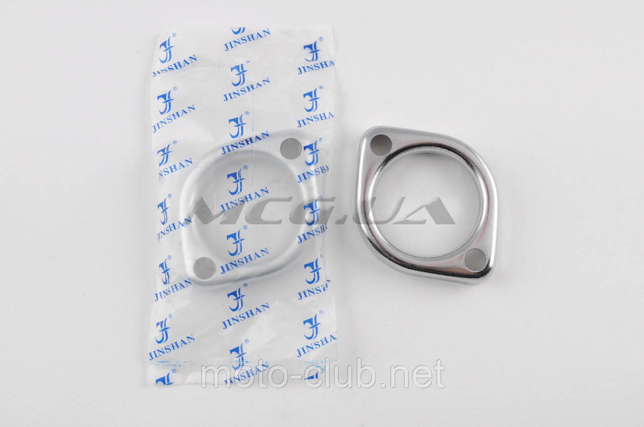 Фланець кріплення глушника на мотоцикл із двигуном 4T CB/CG 125-250 (хром) "JS", фото 1