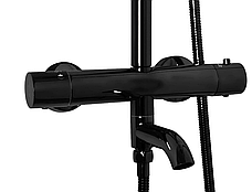 Душовий гарнітур REA LUNGO BLACK GLOSSY з термостатом та виливом, фото 3