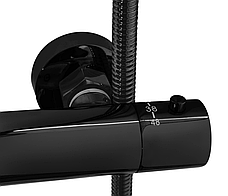 Душовий гарнітур REA LUNGO BLACK GLOSSY з термостатом та виливом, фото 4