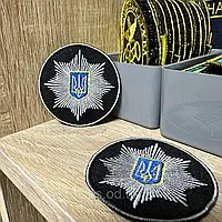 Шеврон кокарда ПОЛИЦИЯ 6 см нашивка Полиции Украина погони