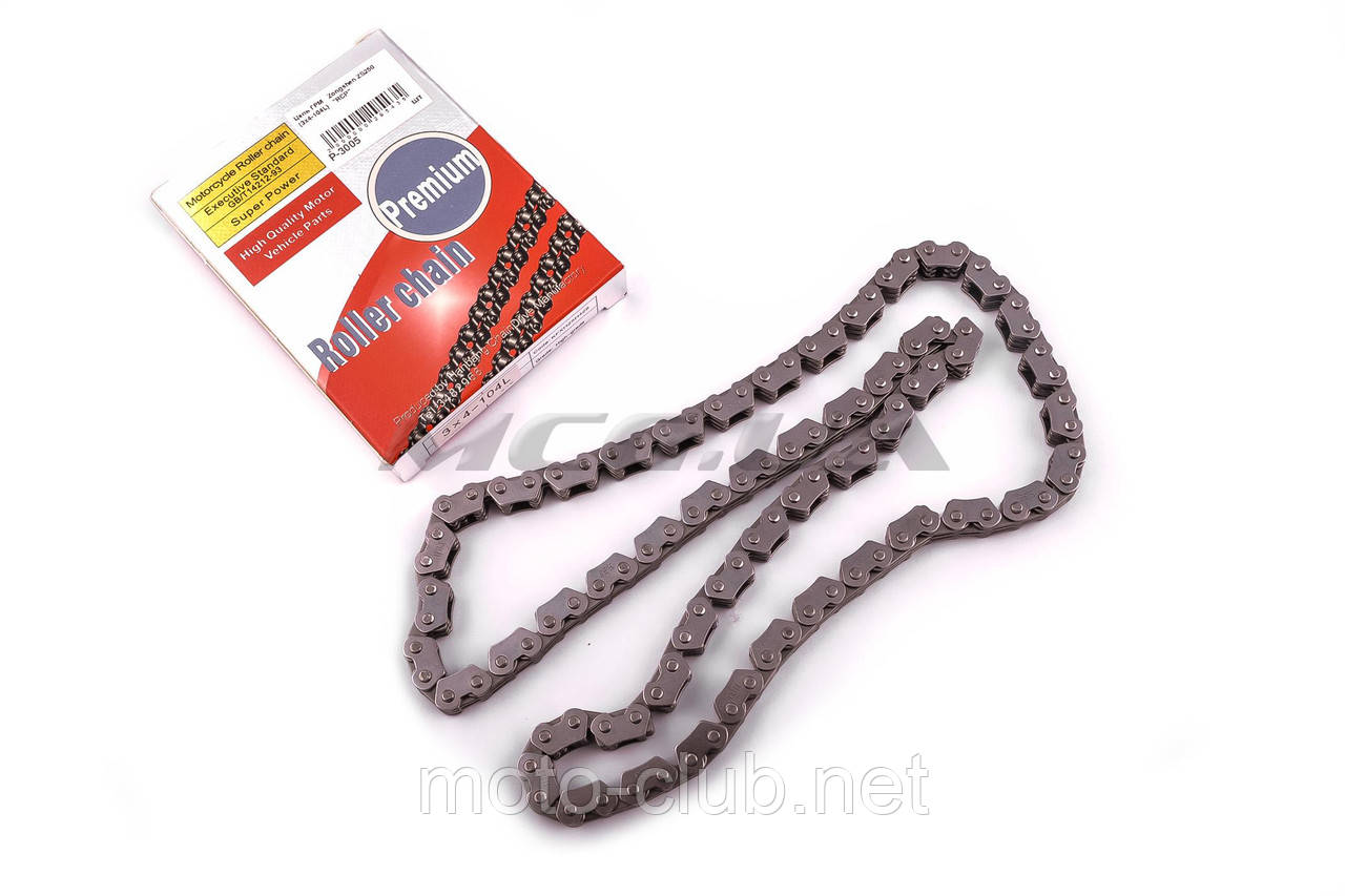 Ланцюг ГРМ на мотоцикл із двигуном 4T CB250 (3x4-104L) "RCP", фото 1