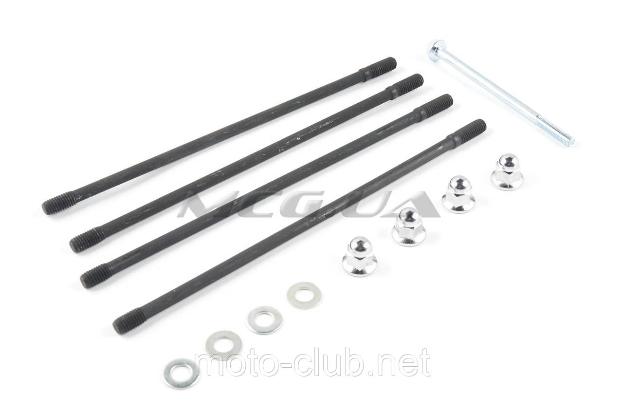Шпильки циліндра (4 шт.) на мотоцикл із двигуном 4T CB125/150 "ZZQ" (+гайки), фото 1