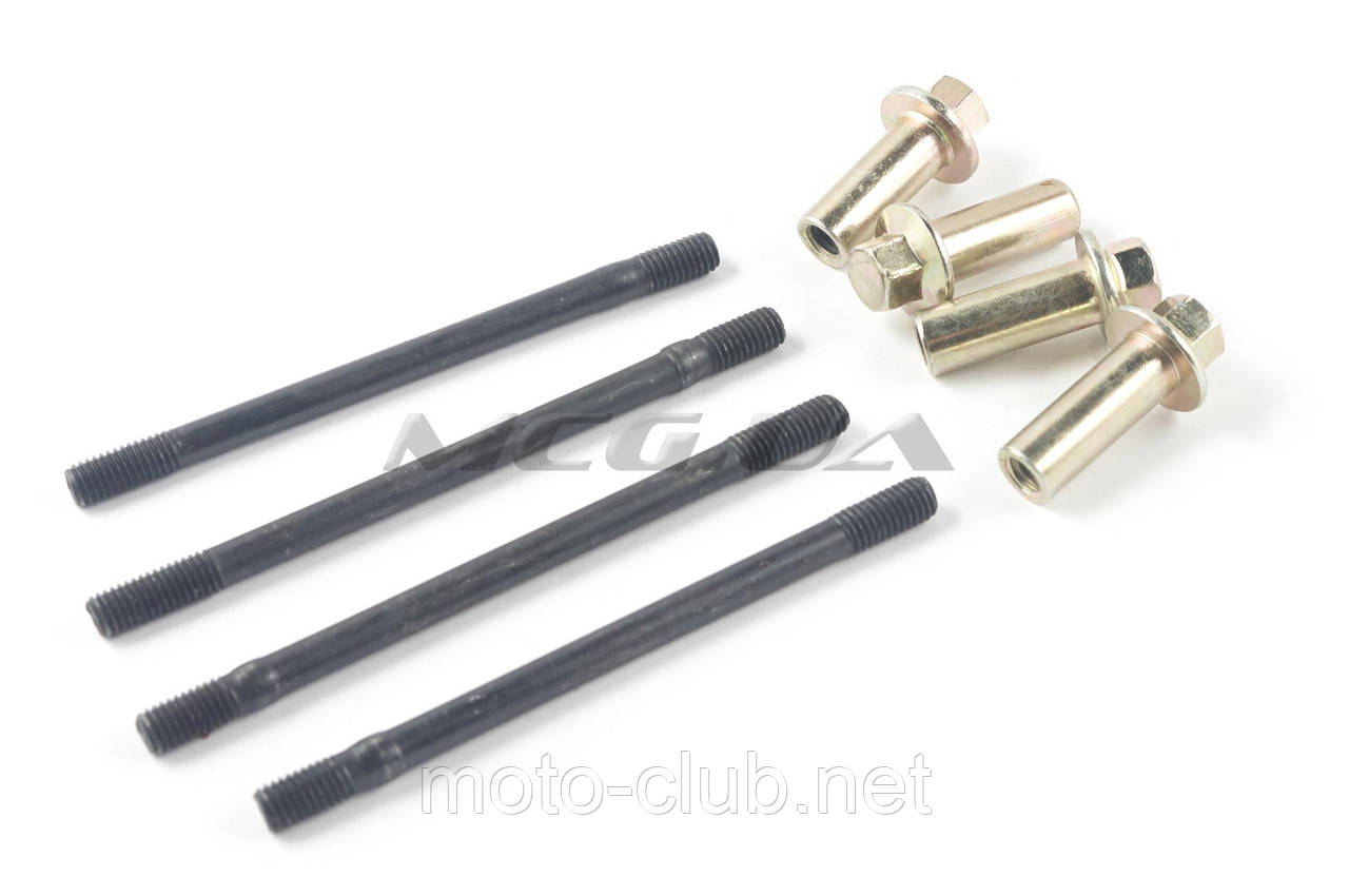 Шпильки циліндра (4 шт.) на мотоцикл із двигуном 4T CG125/150 "ZZQ" (+гайки), фото 1