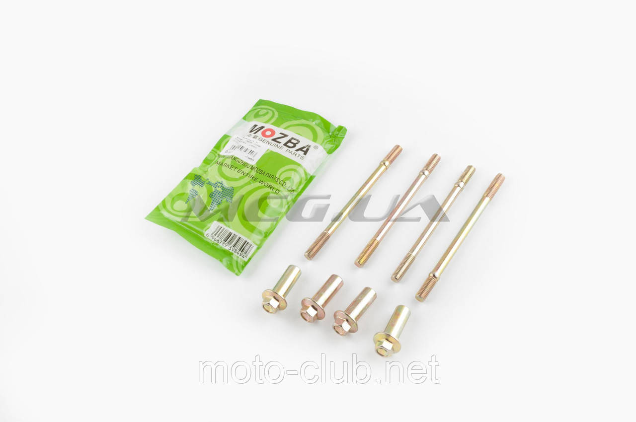 Шпильки циліндра (4 шт.) на мотоцикл із двигуном 4T CG125/150 "MOZBA" (+гайки), фото 1