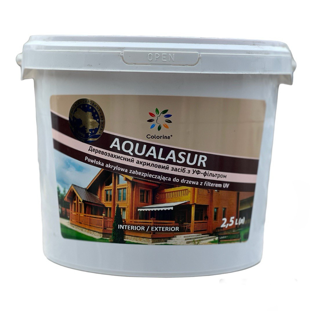 Лазур деревозахисний з УФ-фільтром Colorina AQUALASUR (2,5 л) калужниця