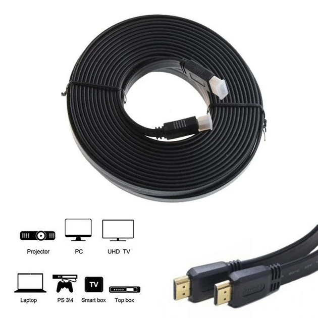 Кабель HDMI-HDMI 1.4V 5m Flat black (плоский)