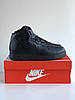 Чоловічі зимові кросівки Nike Air Force Winter Mid Black (Чорні) Взуття Найк Аір Форс високі шкіряні з хутром зима, фото 4