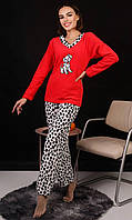 Пижама женская красная кофта и штаны код П812