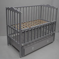 Кроватка детская деревянная Анастасия серая 120х60 с ящиком тм "Кузя"