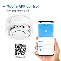 Умный датчик дыма с сиреной и WiFi Tuya smoke detector, дымовая пожарная сигнализация, датчик детектор дыма 85