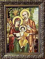 Ікона з янтаря "Святе сімейство" 20*30 см ,Ікона Свята Родина з бурштину