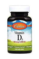 Витамин Д, Vitamin D, Carlson Labs, 4000 МЕ, 120 гелевых капсул