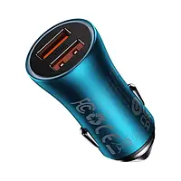 Автомобильный адаптер для телефона Baseus Golden Contactor Max Dual Fast Charger Car Charger Blue 2USB 60W