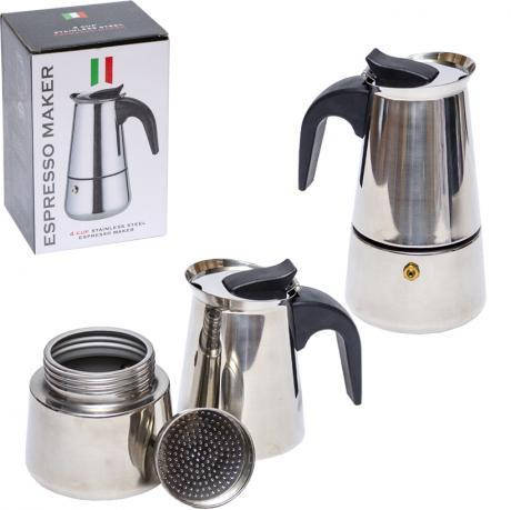 Кавоварка гейзерна з нержавіючої сталі на 4 чашки (еспресо) MR-4 MZOPT, фото 1