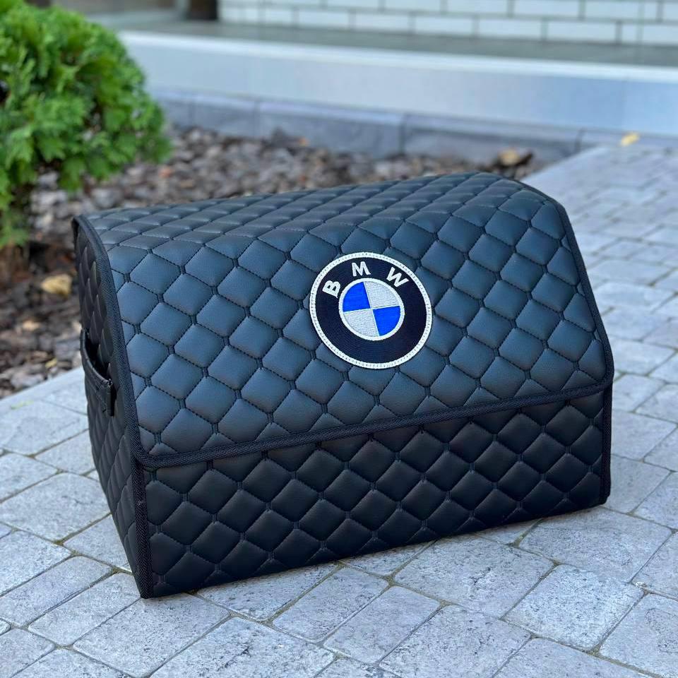 Органайзер у багажник з вишивкою BMW, чорний, 50 см, автомобільний органайзер в авто, фото 1