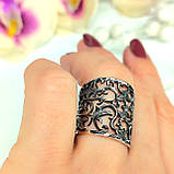 Широка ажурна срібна каблучка без каміння, фото 9