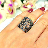 Широка ажурна срібна каблучка без каміння, фото 2