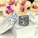 Широка ажурна срібна каблучка без каміння, фото 3