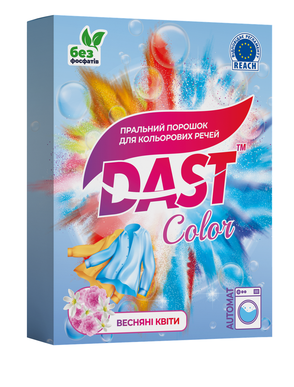 Порошок пральний універсальний бесфосфатний Color Весняні Квіти, DAST 300г